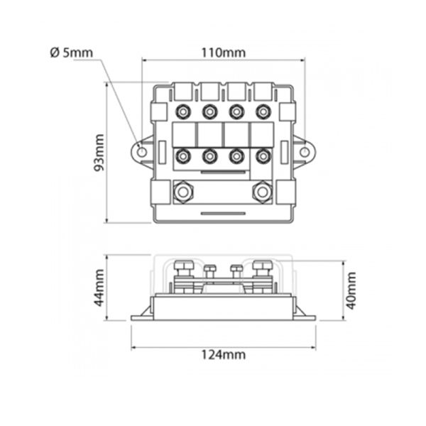 IONNIC RD-159 Distribution Block 5 Pole Bus Bar Fuse Holder – With Fuses, Stainless Steel