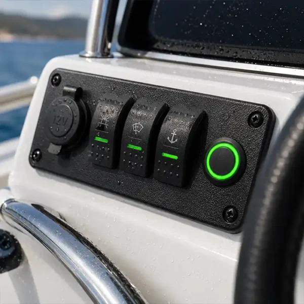 Round Switch Push Button Black ON/OFF 19mm LED Ring Green - Alna ...