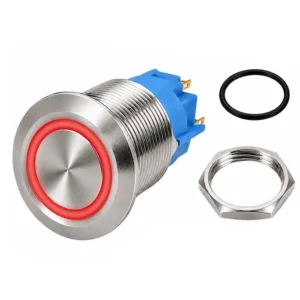 Round Switch Push Button Stainless Momentary 16mm LED Ring Red