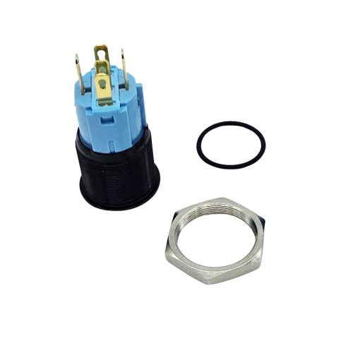 Round Switch Push Button Black ON/OFF 16mm LED Ring Blue - Alna ...