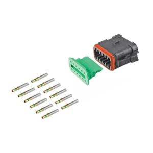 DEUTSCH DT12-FP-CAT 12-way CAT specification plug half kit with gold contacts and green wedgelock