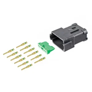 DEUTSCH DT12-MP-CAT 12-way CAT specification receptacle half kit with gold contacts and green wedgelock