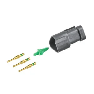 DEUTSCH DT3-MP-CAT 3-way CAT specification receptacle half kit with gold contacts and green wedgelock