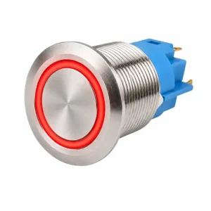 Round Switch Push Button Stainless Momentary 19mm LED Ring Red