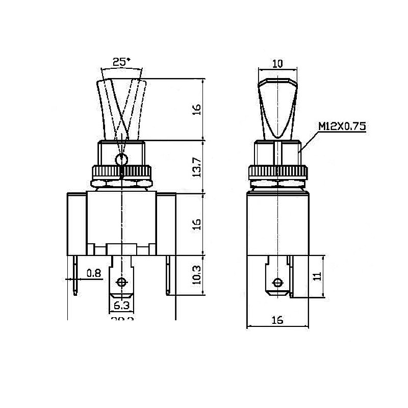 Toggle Switch On Off SPST Blue LED 30A - view 3