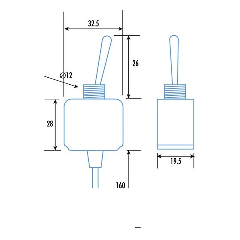 Marine Toggle Switch SPST sealed 20A fly leads - view 2