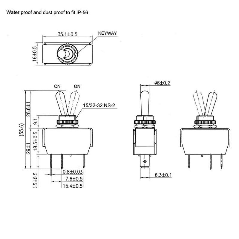 Marine Toggle Switch R13-447 SPDT IP56 - view 2