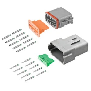 DEUTSCH DT Series 12-way full connector kit with plug, receptacle, wedgelocks and contacts