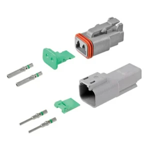 DEUTSCH DT Series 2-way full connector kit with plug, receptacle, wedgelocks and contacts