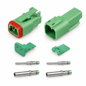 DEUTSCH DT2-1-GRN – DT Series 2-Way Full Connector Kit – Green Housing, Green-band solid contacts