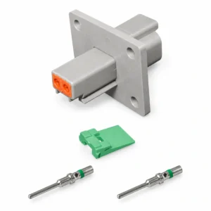 DEUTSCH DT2MP-1-L012 – DT Series 2-Way Receptacle Half Kit – Flange Mount, Green-band solid contacts