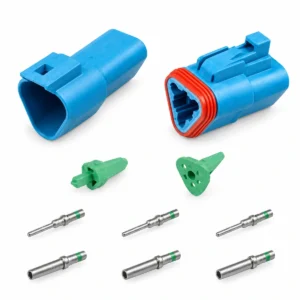 DEUTSCH DT3-1-BLU – DT Series 3-Way Full Connector Kit – Blue Housing, Green-band solid contacts