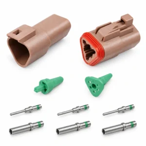 DEUTSCH DT3-1-BRN – DT Series 3-Way Full Connector Kit – Brown Housing, Green-band solid contacts