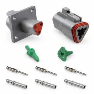DEUTSCH DT3-1-L012 – DT Series 3-Way Full Connector Kit – Flange Mount, Solid contacts