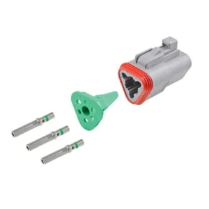 DEUTSCH DT Series 3-way plug half kit with housing, wedgelock and contacts