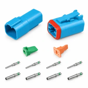 DEUTSCH DT4-1-BLU – DT Series 4-Way Full Connector Kit – Blue Housing, Green-band solid contacts