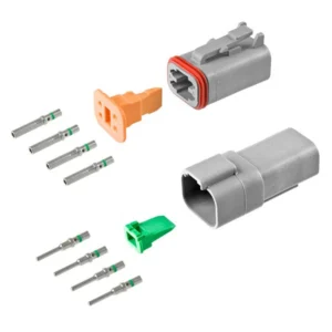 DEUTSCH DT Series 4-way full connector kit with plug, receptacle, wedgelocks and contacts
