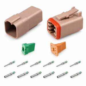 DEUTSCH DT6-1-BRN – DT Series 6-Way Full Connector Kit – Brown Housing, Green-band solid contacts