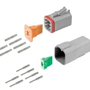 DEUTSCH DT Series 6-way full connector kit with plug, receptacle, wedgelocks and contacts