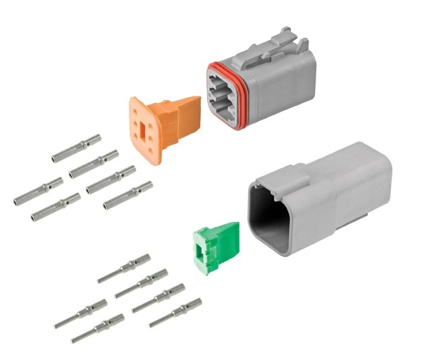 alna-dt6-1-connector-kit DEUTSCH DT Series 6-way full connector kit with plug, receptacle, wedgelocks and contacts