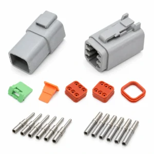 DEUTSCH DT6-3 – DT Series 6-Way Full Connector Kit – Nickel-plated solid contacts