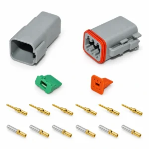 DEUTSCH DT6-4 – DT Series 6-Way Full Connector Kit – Gold-plated solid contacts