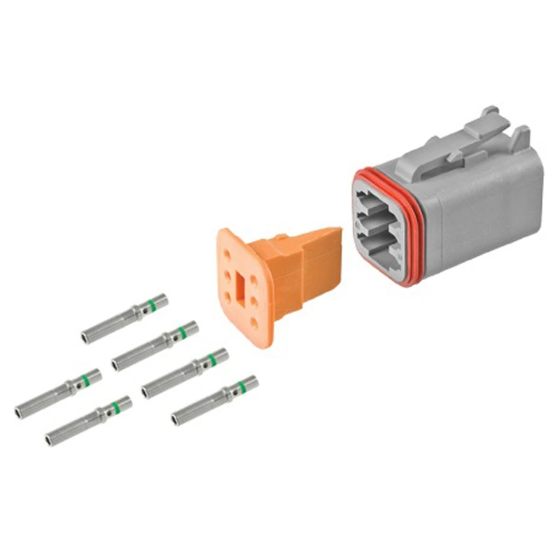 alna-dt6fp-1-connector-kit DEUTSCH DT Series 6-way plug half kit with housing, wedgelock and contacts