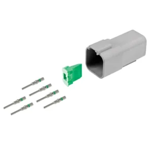 DEUTSCH DT Series 6-way receptacle half kit with housing, wedgelock and contacts