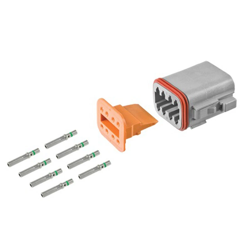 alna-dt8fp-1-connector-kit DEUTSCH DT Series 8-way plug half kit with housing, wedgelock and contacts