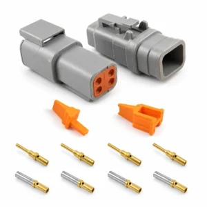 DEUTSCH DTM4-E007 – DTM Series 4-Way Full Connector Kit – Heatshrink Adapter, Gold-plated solid contacts
