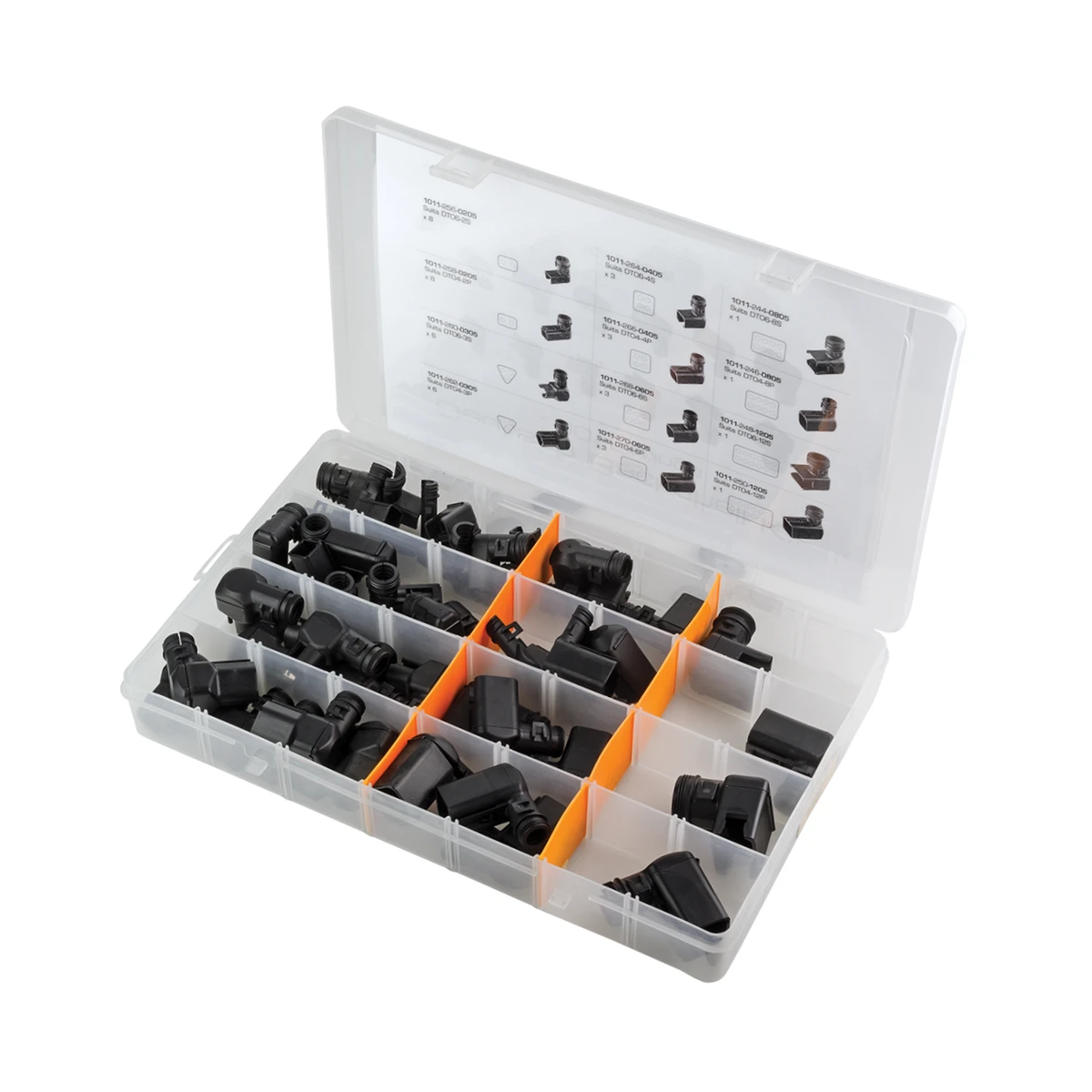 deutsch-dtbs-1-workshop-alna DEUTSCH DTBS-1 44-Piece DT 90° Backshell Assortment Kit in an organised storage case