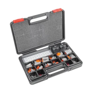 DEUTSCH DTMKIT DTM Connector Assortment Kit, F-Crimp Contacts in an organised storage case