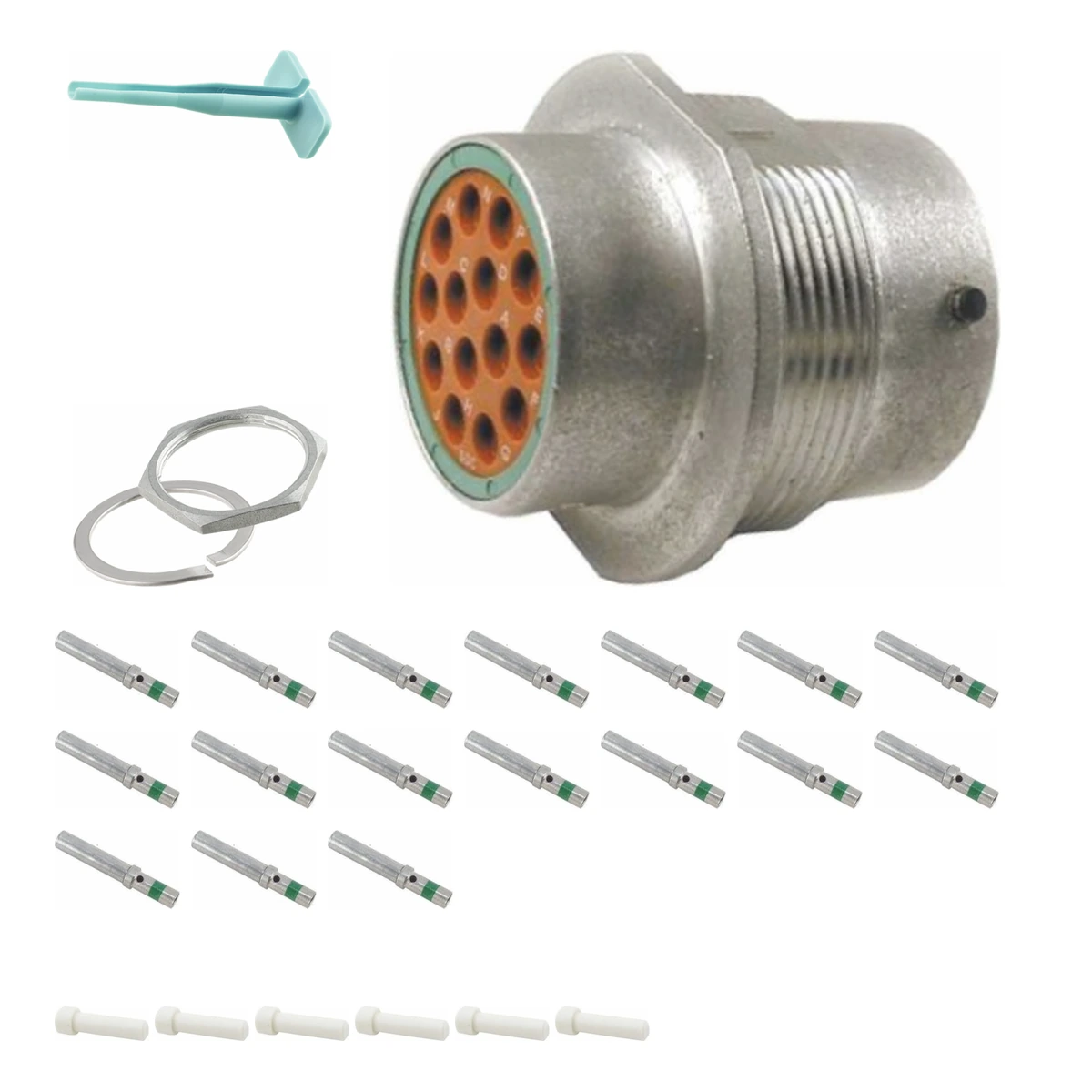 DEUTSCH M34-18-14SN HD30 kit DEUTSCH M34-18-14SN 14-way HD30 receptacle connector half kit with socket contacts and supplied accessories