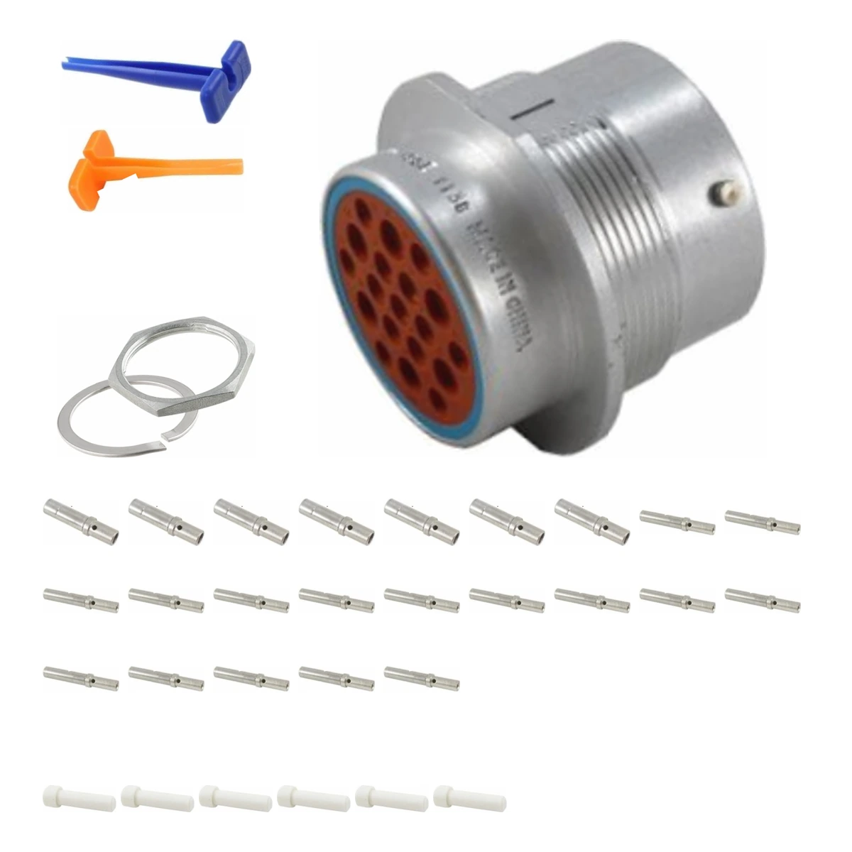 DEUTSCH M34-24-19SE HD30 kit DEUTSCH M34-24-19SE 19-way HD30 receptacle connector half kit with socket contacts and supplied accessories