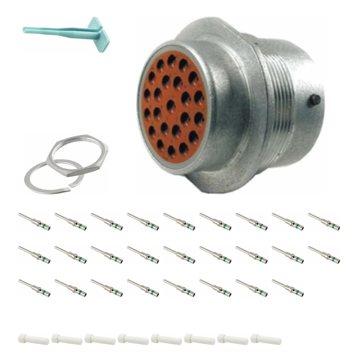 DEUTSCH M34-24-23PT HD30 kit DEUTSCH M34-24-23PT 23-way HD30 receptacle connector half kit with pin contacts and supplied accessories