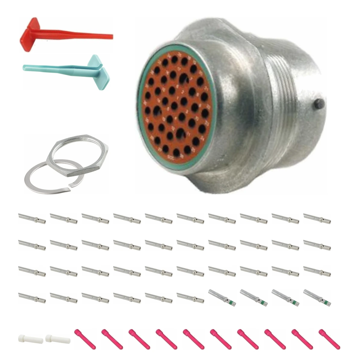 DEUTSCH M34-24-35SN HD30 kit DEUTSCH M34-24-35SN 35-way HD30 receptacle connector half kit with socket contacts and supplied accessories