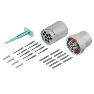 DEUTSCH P14-9-16K 9-way HD10 inline connector kit with mating housings, nickel contacts, sealing blanks and removal tool