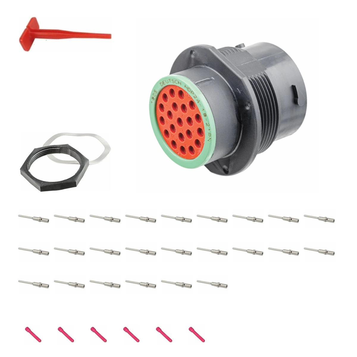 deutsch-p24-18-21pn-hdp20-alna-kit-v5 DEUTSCH P24-18-21PN 21-way HDP20 receptacle connector half kit with pin contacts and supplied accessories