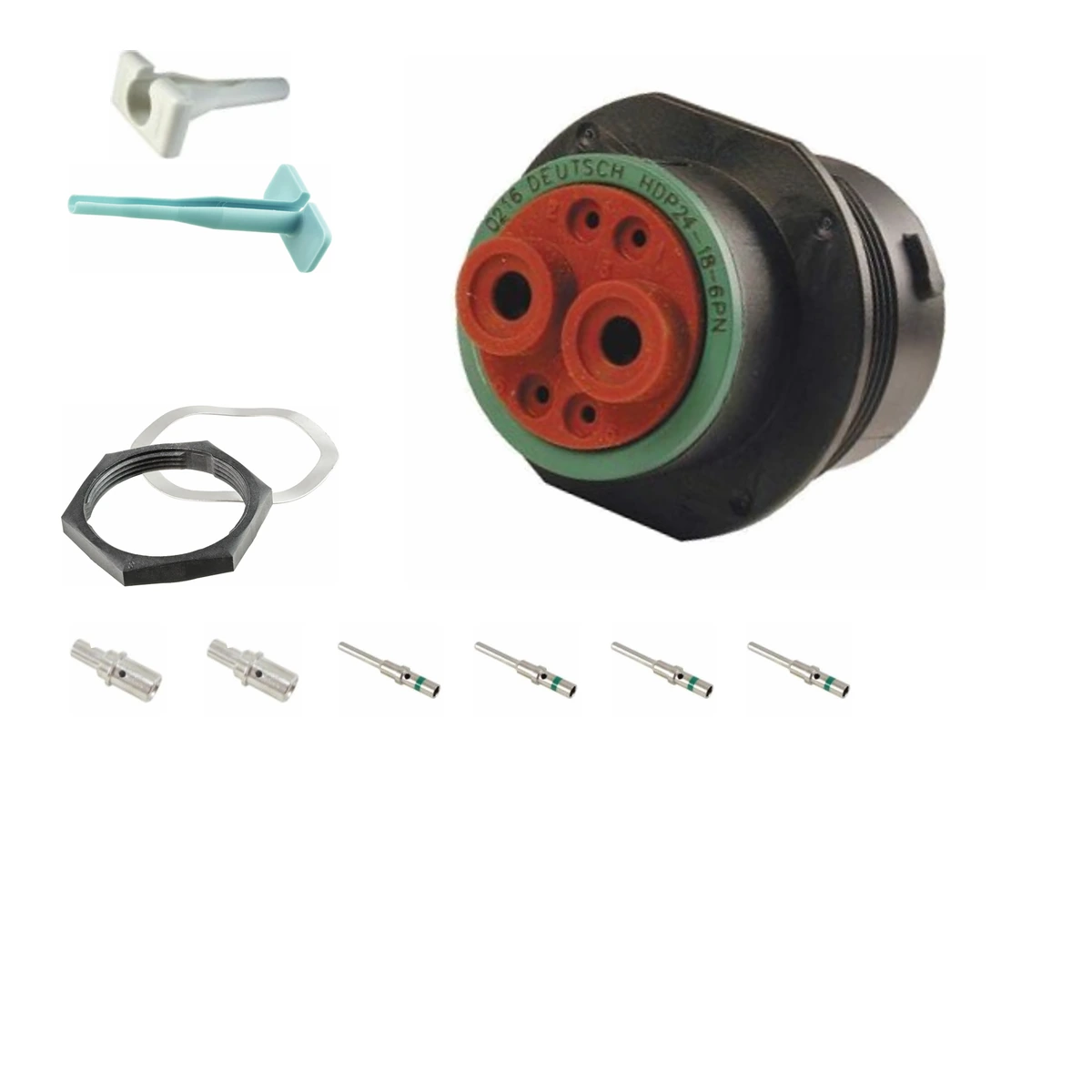 deutsch-p24-18-6pn-hdp20-alna-kit-v5 DEUTSCH P24-18-6PN 6-way HDP20 receptacle connector half kit with pin contacts and supplied accessories