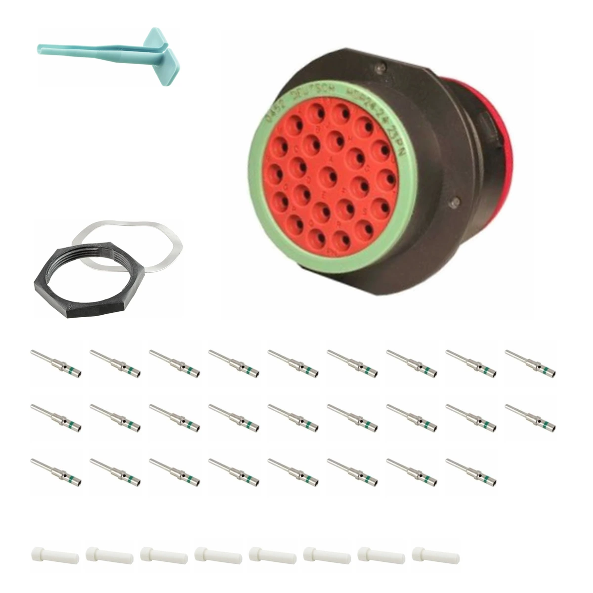 deutsch-p24-24-23pn-hdp20-alna-kit-v5 DEUTSCH P24-24-23PN 23-way HDP20 receptacle connector half kit with pin contacts and supplied accessories