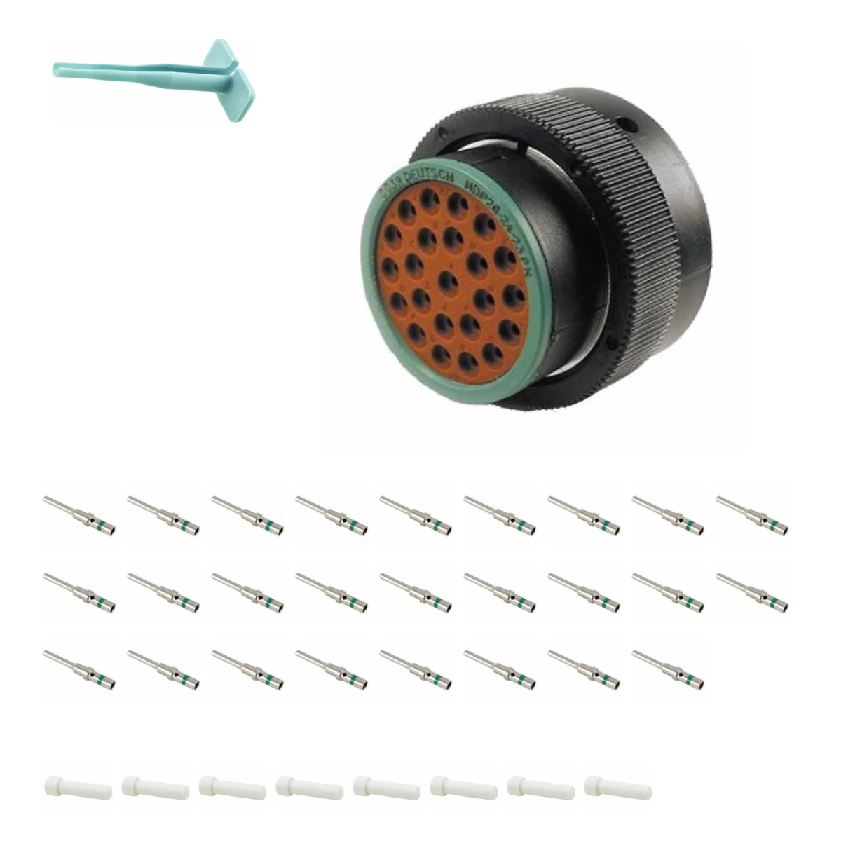 deutsch-p26-24-23pn-hdp20-alna-kit-v4 DEUTSCH P26-24-23PN 23-way HDP20 plug connector half kit with pin contacts and supplied accessories