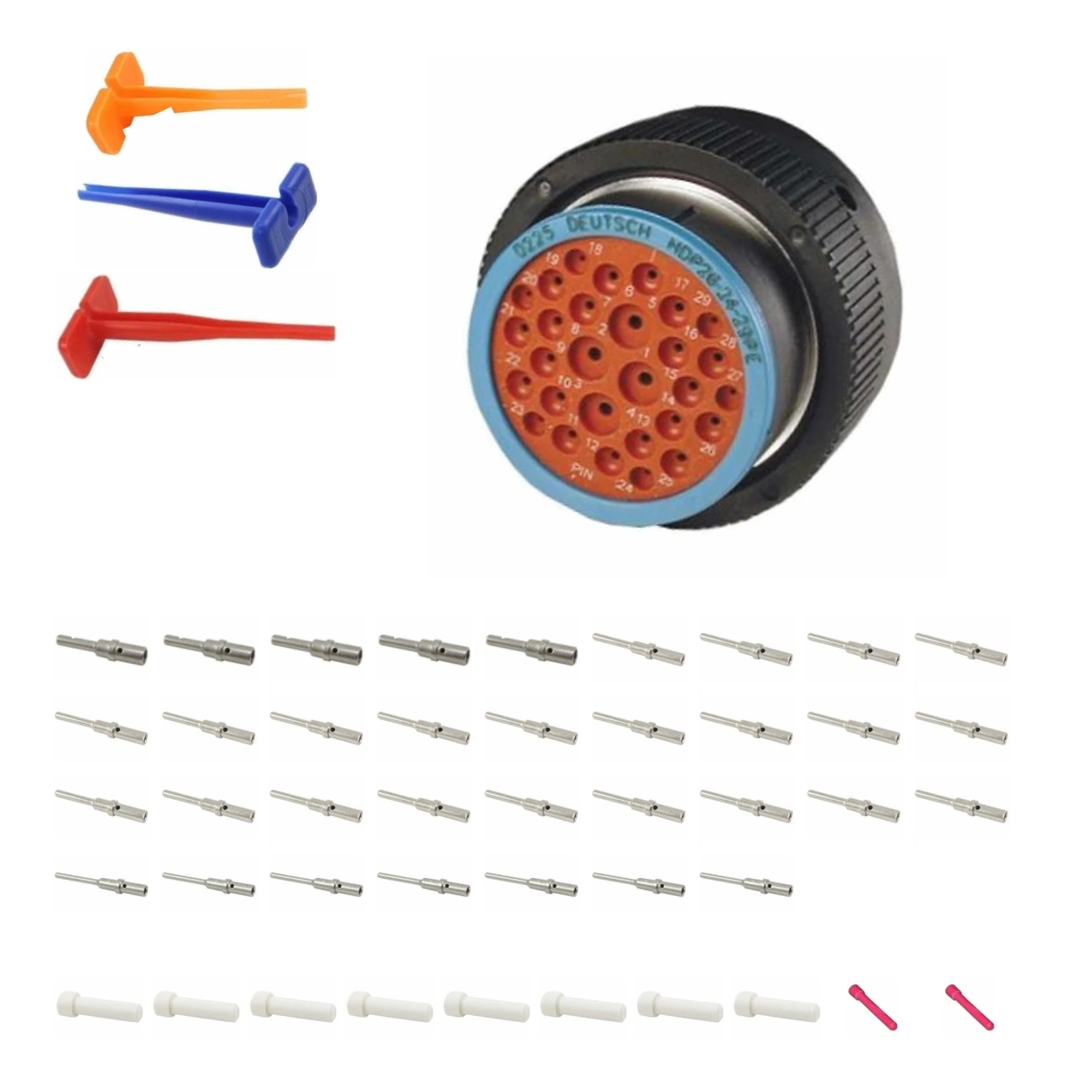 deutsch-p26-24-29pe-hdp20-alna-kit-v4 DEUTSCH P26-24-29PE 29-way HDP20 plug connector half kit with pin contacts and supplied accessories