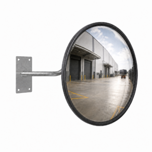 DuraVision 450mm heavy duty acrylic convex safety mirror with four-bolt J-bracket