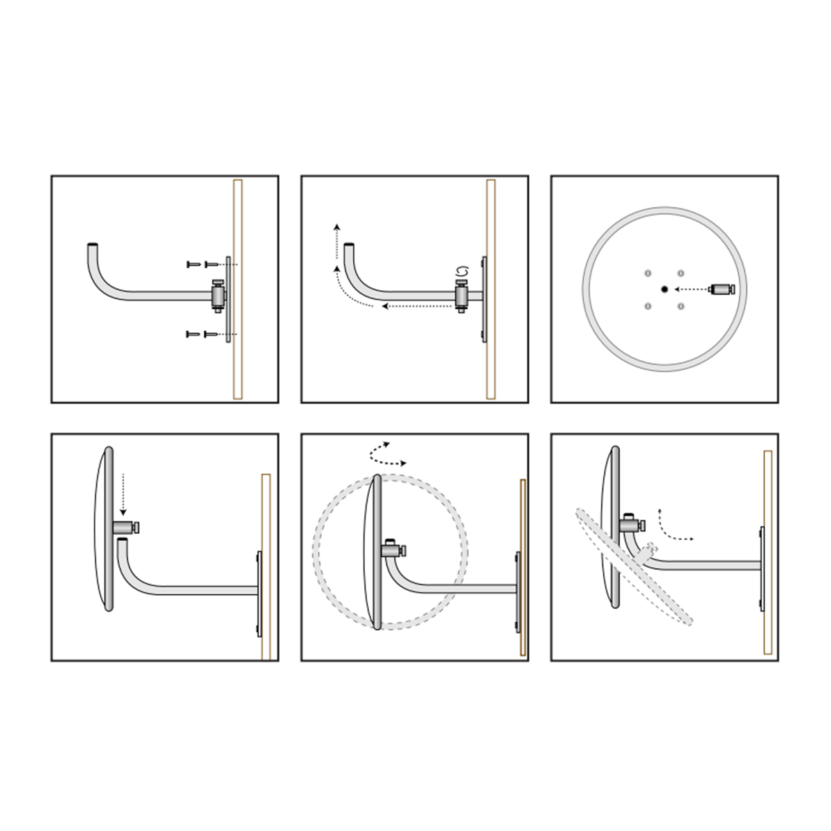 DuraVision heavy duty acrylic convex mirror installation and adjustment diagram