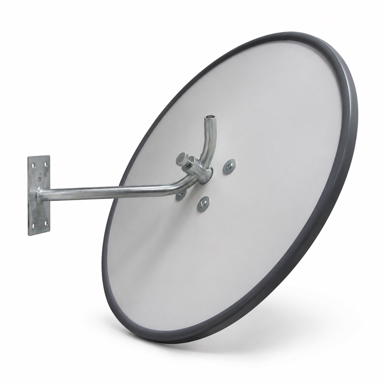 Rear view of DuraVision heavy duty acrylic convex mirror with four-bolt adjustable J-bracket