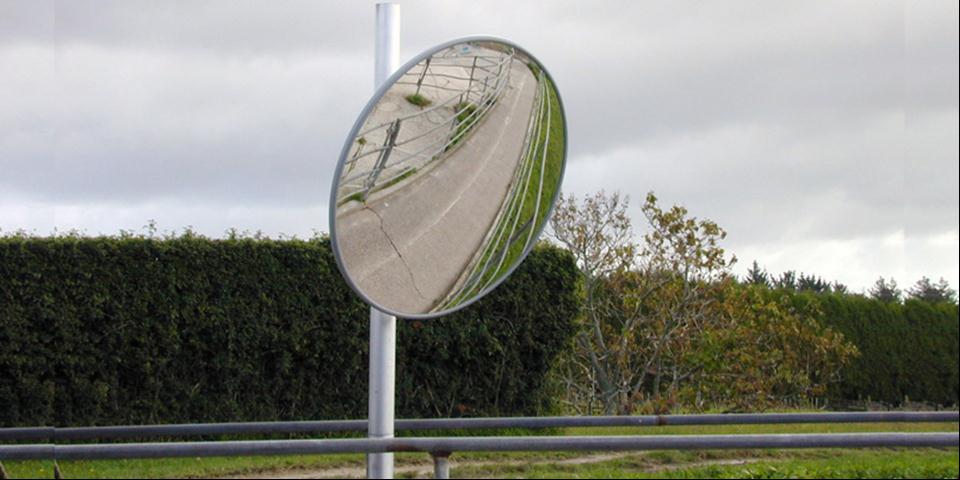 Heavy duty acrylic convex mirror in a rural application