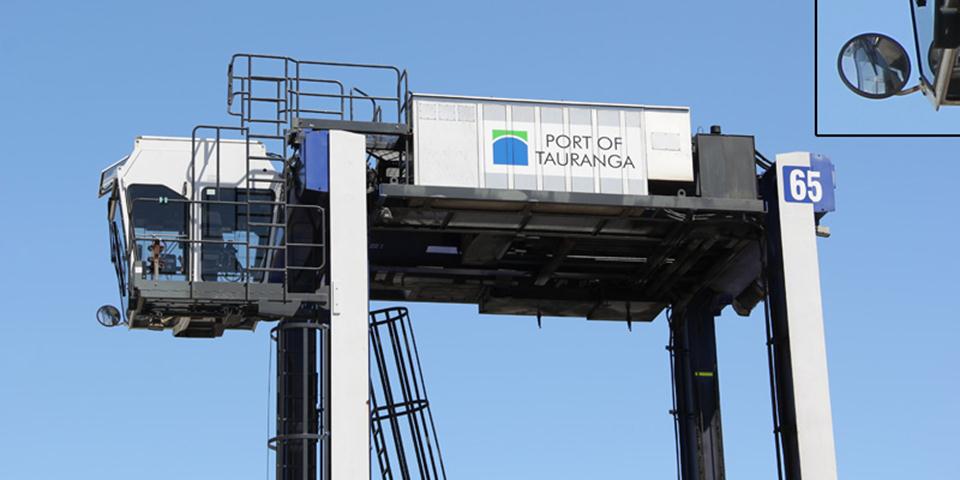 Heavy duty mirror on industrial container equipment