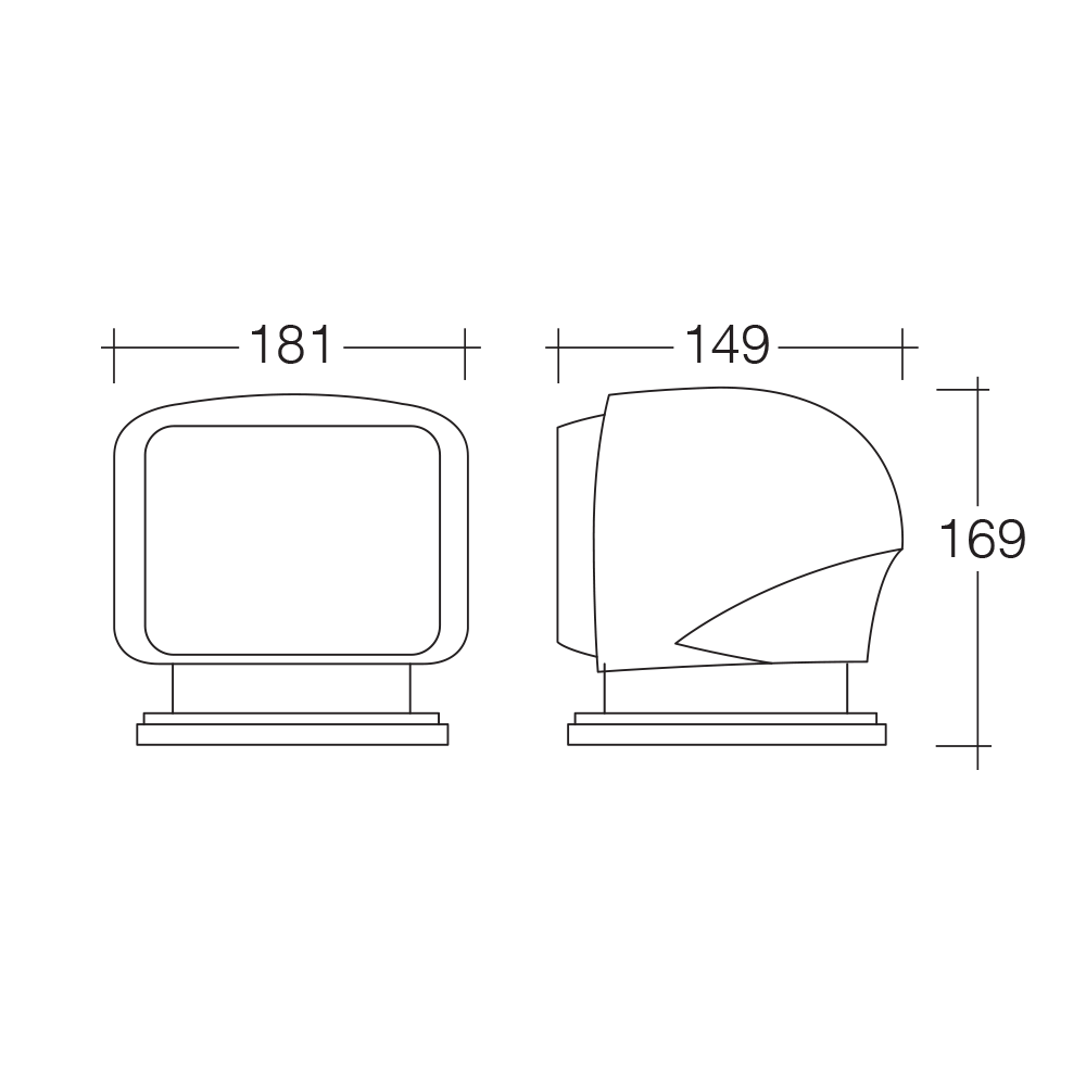 Narva 72809 LED search lamp dimensions drawing