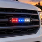 ECCO ED3802RBW red/blue/white ultra thin LED directional light in use on a emergency response vehicle