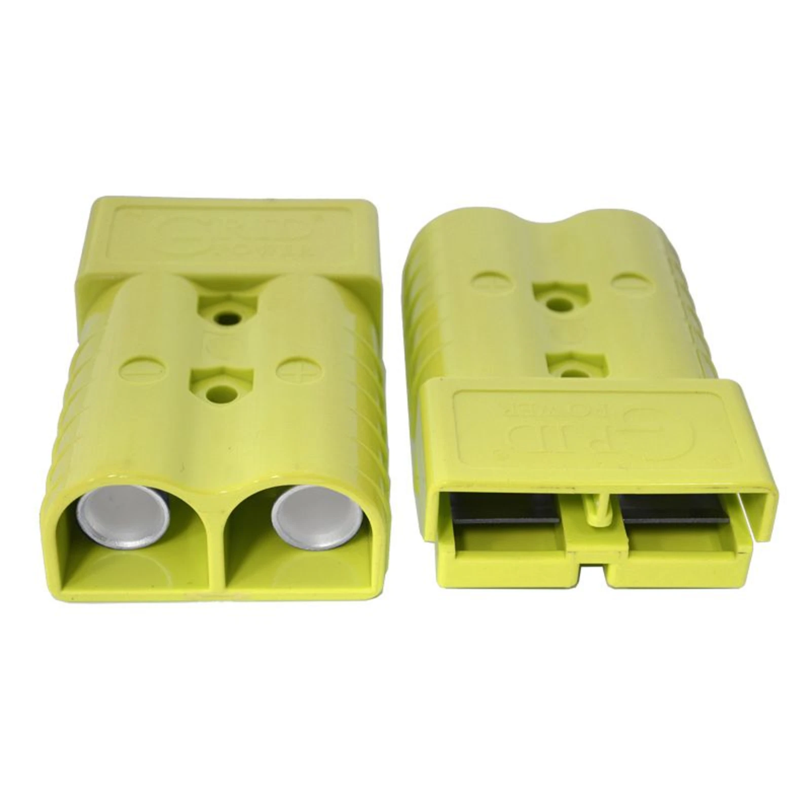Anderson Type Power Connector 50A Yellow – 6 B&S (16mm²) Cable, Pair LV Automotive 50A yellow Anderson type power connector pair